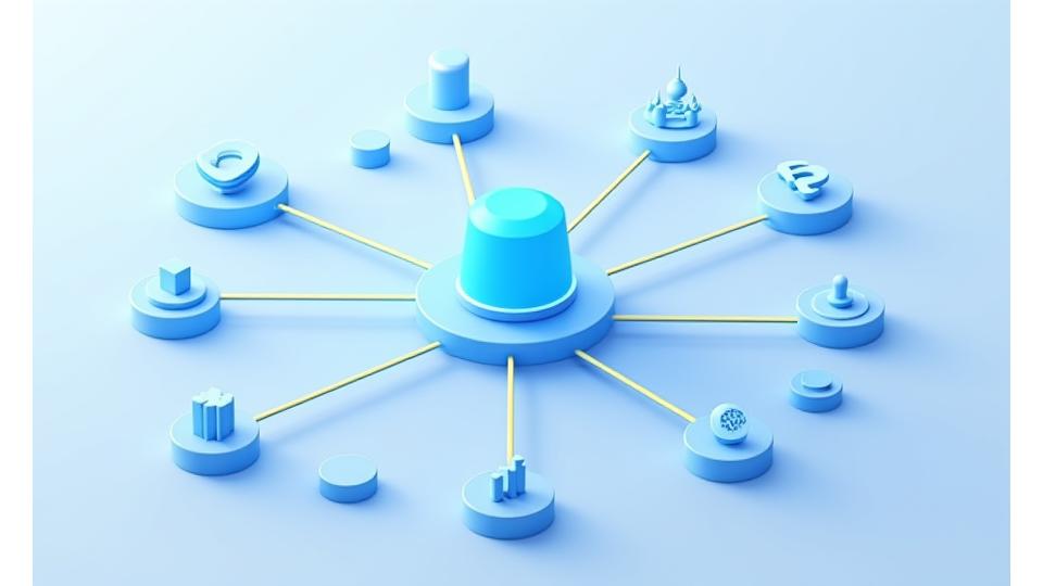 Carte de l'écosystème d'intégration des cartes d'outils Luminaire Conseil. Logotypes des CRM, outils de productivité, plateformes de documents et outils de développement populaires, connectés visuellement à un noyau central représentant l'assistant IA.