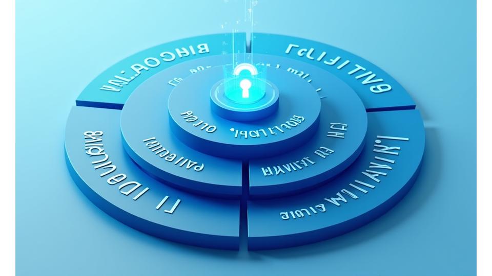 Schéma illustrant les couches de sécurité et de permissions granulaires pour les cartes d'outils IA. Représentation visuelle des rôles, des validations de workflow, de l'audit trail et du chiffrement des données.
