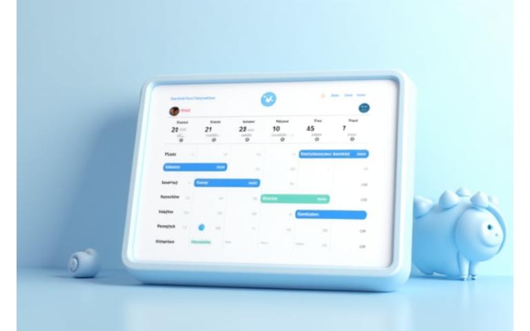 Capture d'écran stylisée d'un widget de calendrier de réservation en ligne, affichant des créneaux disponibles pour une réunion ou un appel, avec une interface claire et des couleurs de marque Luminaire Conseil.
