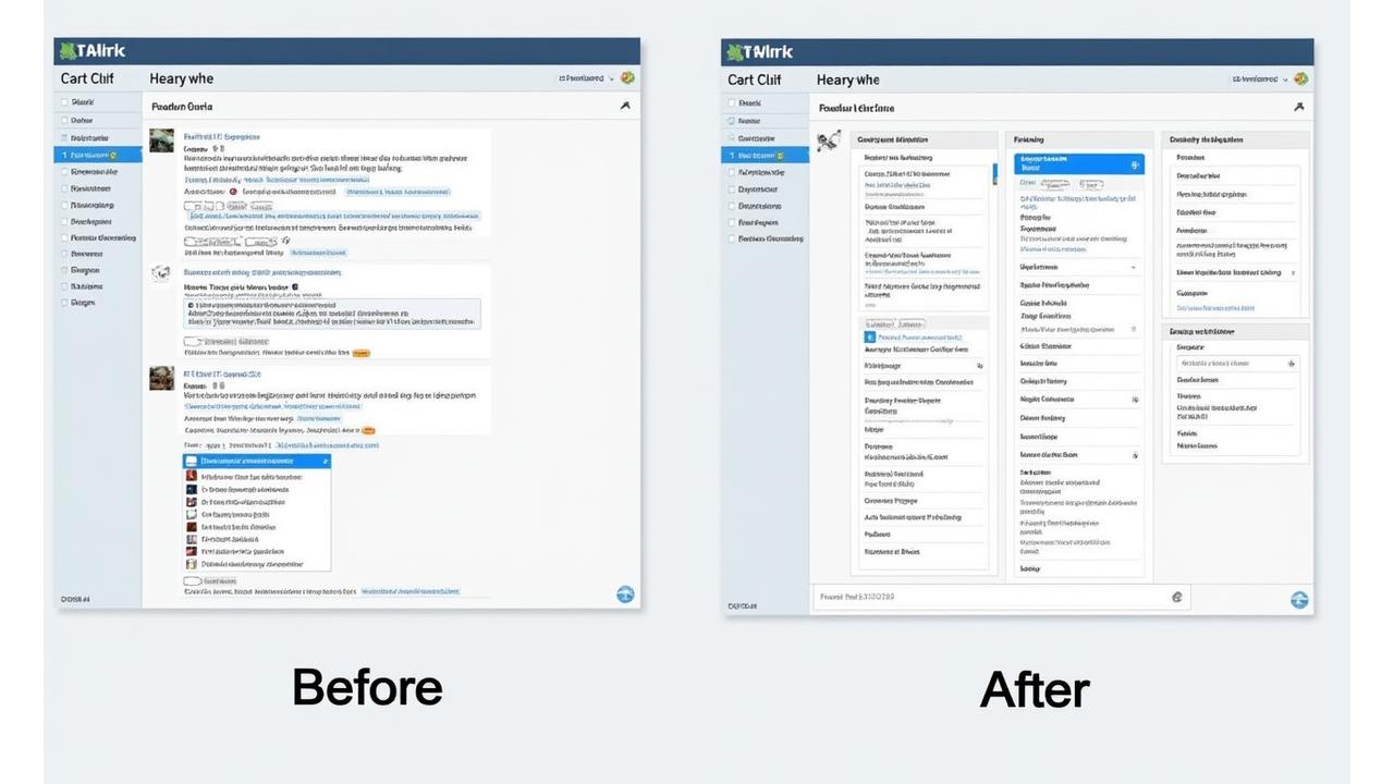 Capture d'écran de l'interface de l'assistant IT après refonte par Luminaire Conseil, montrant des réponses structurées et des actions rapides.
