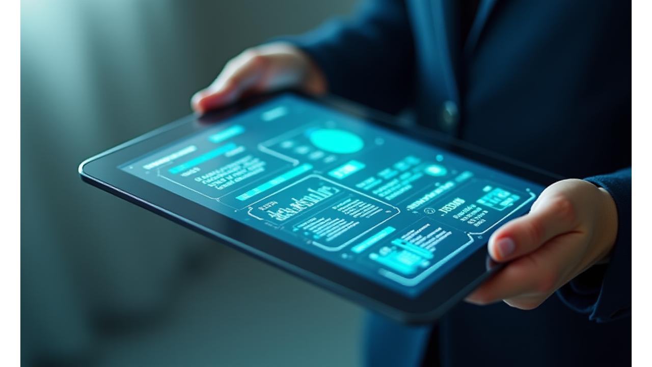 Représentation visuelle d'une interface d'assistant IA optimisée avec des éléments clairs et une visualisation des réponses.
