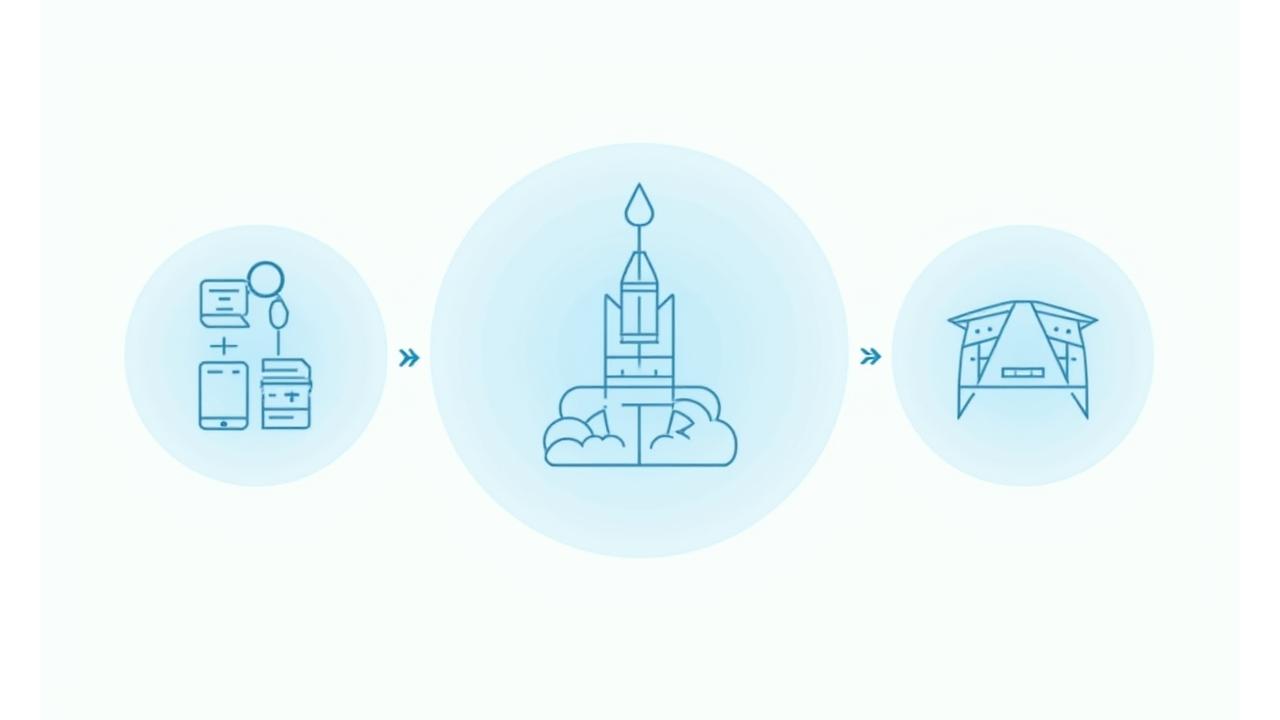 Infographie en timeline montrant les trois phases du processus d'intégration : Audit & Mapping, Développement & Tests, Déploiement & Monitoring, avec des détails sur les livrables de chaque phase.