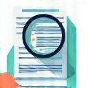 Icône d'une loupe sur des documents, symbolisant l'analyse des cas d'usage.